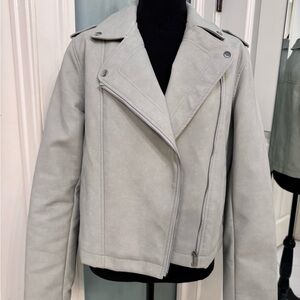 Seafoam green vegan leather jacket